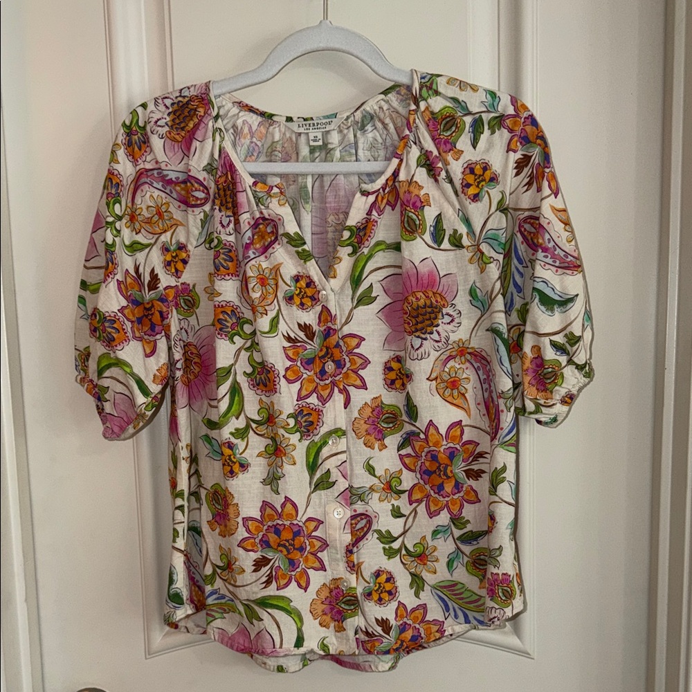 Liverpool Cotton blend Floral Women's Top
